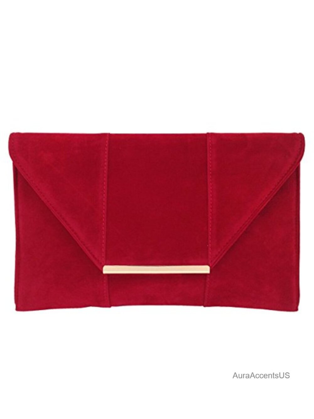 Faux Microsuede Envelope Clutch with Detachable Chain